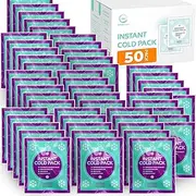 Instant Ice Cold Pack (6” x 5”) - 50 Packs Disposable Instant Ice Packs for Injuries | Cold Compress Ice Pack for Pain Relief, Swelling, First Aid, Toothache, Athletes & Outdoor Activities