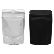 100 Black & Frosted Window Mylar Foil Stand Up Zip Seal Bags 3x5" Rounded Corner