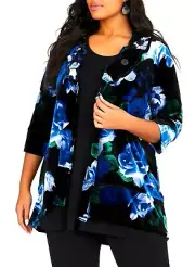 TS jacket TAKING SHAPE plus size M / 20 Midnight Rose luxe stretch velvet NWT!
