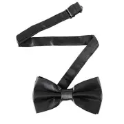 Bow Tie for Men, Men's Pre-Tied Adjustable Length Satin Bow Tie, Formal Black