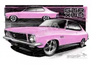 HOLDEN TORANA LJ XU1 STRIKE ME PINK A2 FRAMED PRINT (HC49I)