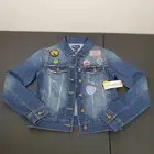 Wrangler Denim Jean Jacket With Travel Patches Small NWT Blue Womens