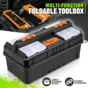 Orange 20" 2-Layer Large Space Multi-Function Folding Plastic Tool Organize Box