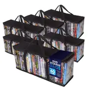 Catzon 6 Pack Home DVD Clear Storage Bags with Handles for Storing Blurays DVDs CDs