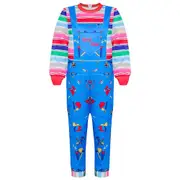Halloween Child's Play Doll Chucky Cosplay Jumpsuit Costume For 2-16y Kids - 10-12 Years