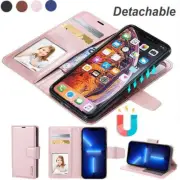 iPhone 15 14 13 12 11 Pro Max XS XR Magnetic Leather Removable Wallet Case Cover