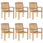 vidaXL Stacking Garden Chairs 6 pcs Solid Teak Wood