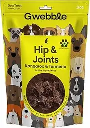 Gwebble Dog Treats, Vet Approved Dog Food Treats for HIPS & Joints, Aussie Kangaroo Meat, All Natural with Health Benefits