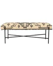 LR Home Bailey Geometric Transitional Handmade Accent Bench