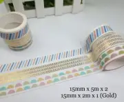 Washi Tape Geometry Gold 3 rolls set 15mmx5mx3 MT469