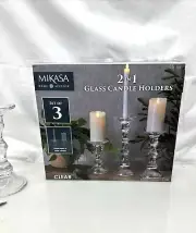 Mikasa Home Accents 2 In 1 Clear Glass Candle Holders Set Of 3 Varied