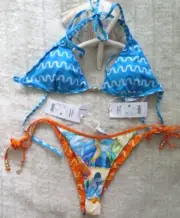 Seafolly 10 Soundwave Long Line Halter & Aquarius Tie Side Rio Reverse Turquoise