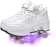 [RDJSHOP] Unisex Roller Skate Shoes Deformation Shoes, Technical Skateboarding Shoe for Kids/Adults Outdoor Running Gymnastics Sneakers,White-43