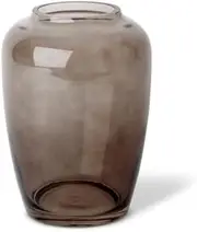 BARI Brice Tall Smoky Grey Glass Vase - 25cm, Transparent, Home Décor Product & Flower Arrangements – Elegant for Living Room Hallway, Entryway or Office Space (Smoky Grey, 25cm)
