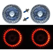 5-3/4" Halogen Red LED Ring Halo Angel Eyes Projector Headlight Light Bulb Pair (for: Opel)