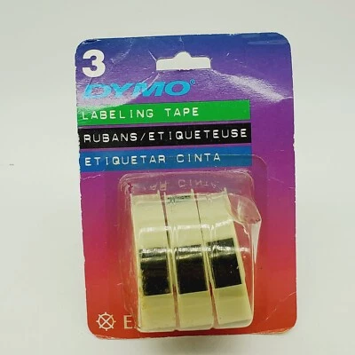 Dymo Esselte 73839 3-Pack Black Labeling Tape 3/8" x 12' Rolls New NIP Vintage
