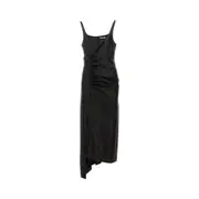 [RABANNE] RABANNE Leather draped midi dress Woman 40 40 Black