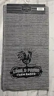 Loud & Proud Farm Raised Rooster Black White Table Runner Tapestry 13” X 48”