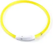 zolyet Dog Collar USB Flash Dog Necklace Light PVC Pet Safe Collar for Large Medium Small Dogs Yellow