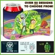Personalised Rick and Morty Stubby Cooler - Bottles or Cans - Gift - Hook & Loop