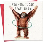Twizler Funny Valentine's Day Card with Orangutan - Valentine Card for Husband Wife or Boyfriend Girlfriend - Valentine's Card for Him Her or Fiancé Fiancée Partner