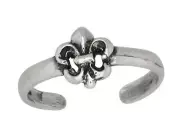 Sterling Silver .925 Fleur De Lis Toe Ring Adjustable Size | Made In USA