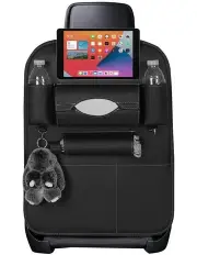 [SOGA] Leather Car Back Seat Storage Bag Multi-Pocket Organizer Backseat and iPad Mini Holder in Black