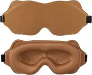 Sleep Mask 2 Pack 6D Stereoscopic Blindfold: Breathable, Non-Pressure Sleep Mask for Men & Women. Zero Intraocular Pressure, 100% Light-Blocking, Soft Travel Goggles Ideal for Siesta & Studying (2 Camel)