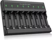 8-Bay AA AAA Battery Charger with USB Fast Charging for Ni-MH Ni-Cd Batteries