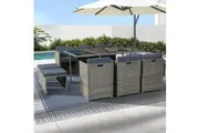 Gardeon Outdoor Dining Set 11 Piece Wicker Table Chairs Setting Grey