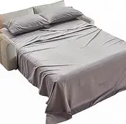 Kingnex Striped Sofa Bed Sheets Queen for Sleeper Sofa Bed Soft Double Brushed 4 Piece Bedding Pillowcase Set (60"x74"x6") Grey