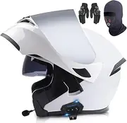 Bluetooth Modular Motorcycle Helmet DOT/ECE Approved Full Face Flip Up Anti-Fog Double Visor Helmet Built-in Dual Speaker with Microphone for Men and Women
