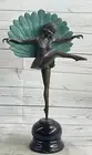 NEW ART Deco Bronze Marble Nude Belle and Peacock Sculpture Marble Base Decor