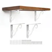 4 Pcs Decorative Shelf Brackets, 8" x 5" Floating Shelf Brackets, White