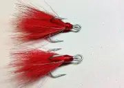 2 pack 1/0 Mustad dressed Musky Pike bucktail treble hooks.