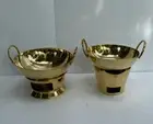 Thai Traditional Wok Cast Brass 7" & Stove 5" Burner Set Thick Size Medium X 8