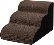 3 Tiers Foam Dog Steps, Non-Slip and Waterproof Pet Dog Stairs with High Density Foam, Detachable Cleaning Dog Ladder for Small to Medium Dog and Pet, Coffee