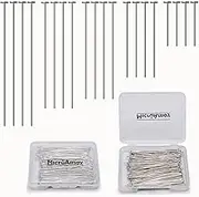 MICROAMOY 100pcs Silver Filled Flat Head Pins Non Tarnish Craft Earring Bracelet Jewelry Making Accessories Supplies (50mm (1.96in), Silver-Flat Head Pin)