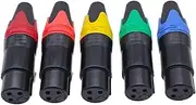CCWUTQF 5Pcs XLR Connector Black Audio Plug Microphone Plug 3pin Speaker Connector Male & Female Colour Mic Connectors(Orange Female 5pcs)