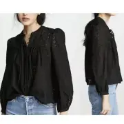 NWT MADEWELL Eyelet Double-Tie Peasant Top XXS