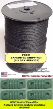 500' 3/16" Dacron Polyester Antenna Support Rope, Prepper, Dipole & 4 Insulators
