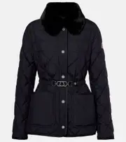 [Moncler] Moncler Cygne faux fur-trimmed down jacket UK 18 blue