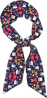 [GaxfjRu] Funny Cats Birds and Flowers print Women Lightweight Neck Tie Silk Head Scarf for Hair Fashion Headwrap Handbag Accessories, Black, One Size