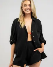 [Rip Curl] Rip Curl Women's Premium Surf Long Sleeve Shirt in Black Size Large L Black
