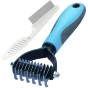 Double-Sided Pet Grooming Rake Comb for Dogs and Cats - Undercoat Dematting T...