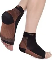 Thx4 Copper Compression Recovery Foot Sleeves for Men & Women, Copper Infused Plantar Fasciitis Socks for Arch Pain, Reduce Swelling & Heel Spurs, Ankle Sleeve with Arch Support-Small/Medium