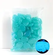 Glow in The Dark Pebbles, 300pcs Blue Glow Rocks Luminous Stone for Fish Tank, Pebbles Stones Rocks for Yard and Walkways Decor, DIY Decorative Luminous Stones (Color : Blue 1)