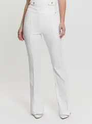 GUESS Women's White High-Rise Slim Fit Flared Evelina Pants Size: Small, Elastane