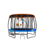 Kahuna Trampoline 10 Ft With Basketball Set And Roof Cover -blue