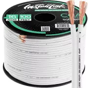 16 Gauge Speaker Wire 100Ft, White for Car, Home, or RV Audio